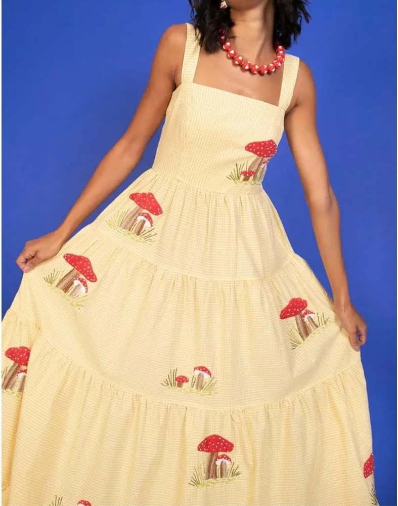 Women Embroidered Maxi Dress Sleeveless Smocked Flowy Sundress Boho Summer Long Dresses Beach Vocation