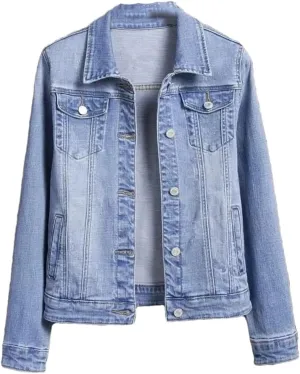 Women Fashion Spring Autumn Denim Jacket Loose Jeans Female Outerwear Single Breasted Cowboy Tops