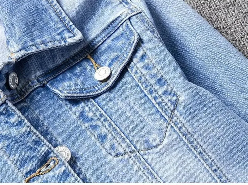 Women Fashion Spring Autumn Denim Jacket Loose Jeans Female Outerwear Single Breasted Cowboy Tops