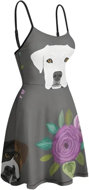 Women Girls U-Neck Sleeveless Flared Midi Dress for Party Holiday Beach