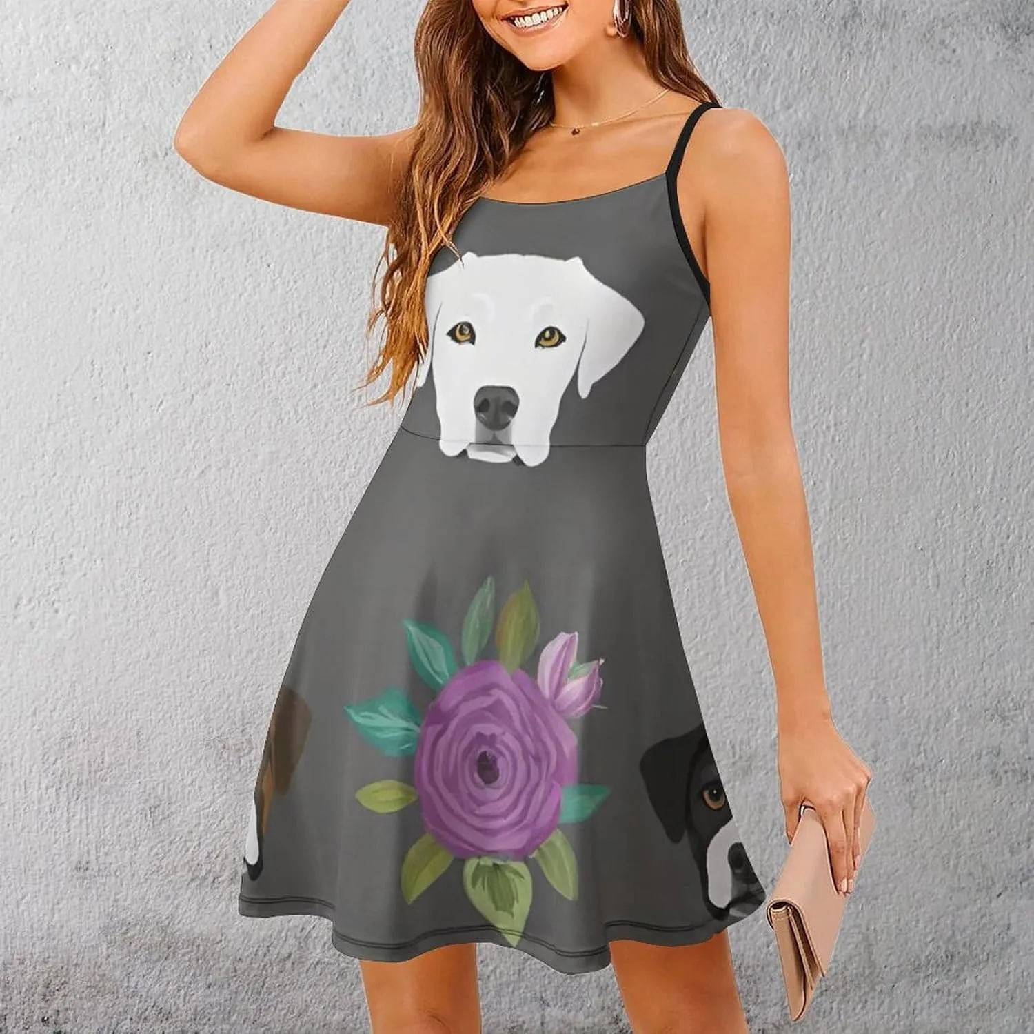 Women Girls U-Neck Sleeveless Flared Midi Dress for Party Holiday Beach