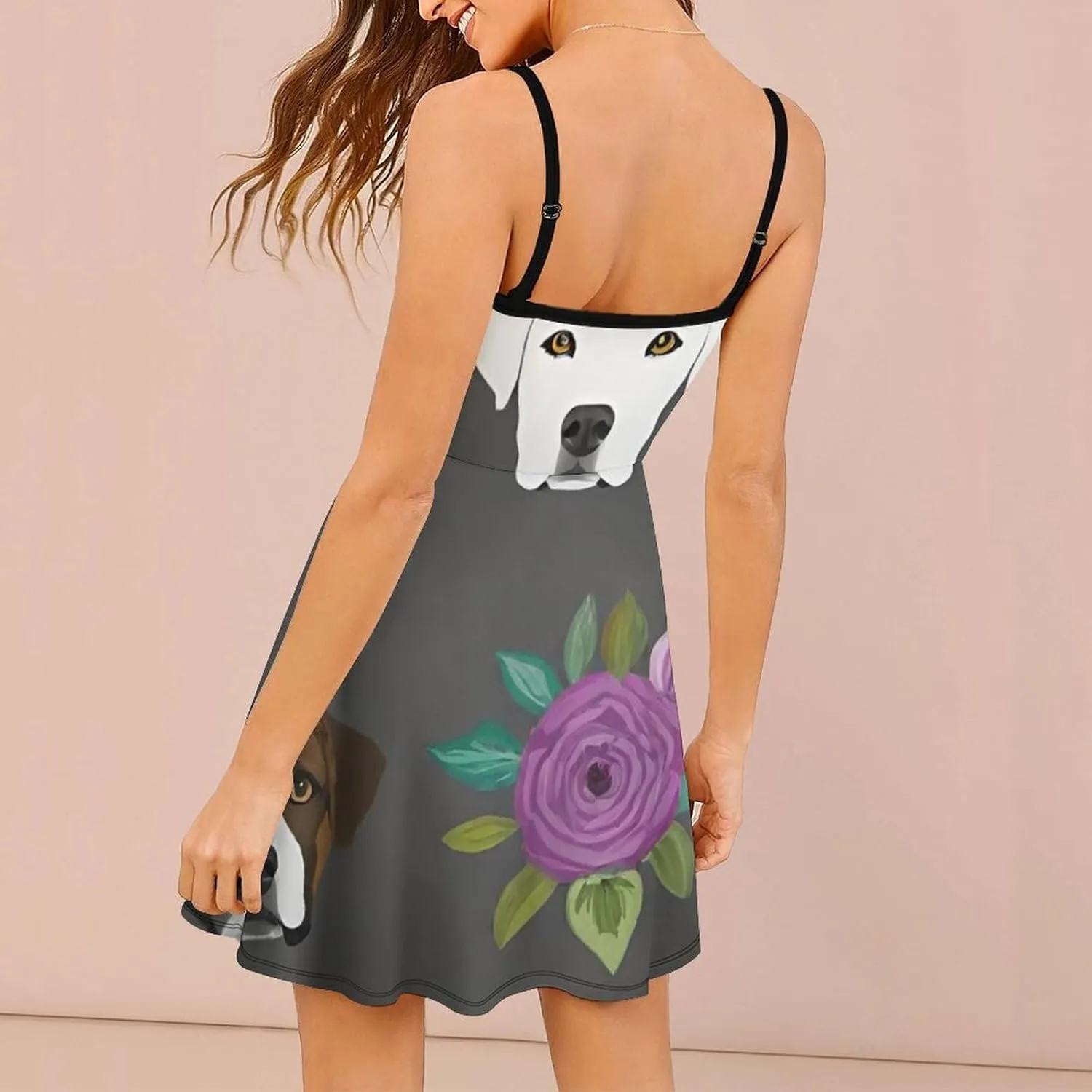 Women Girls U-Neck Sleeveless Flared Midi Dress for Party Holiday Beach