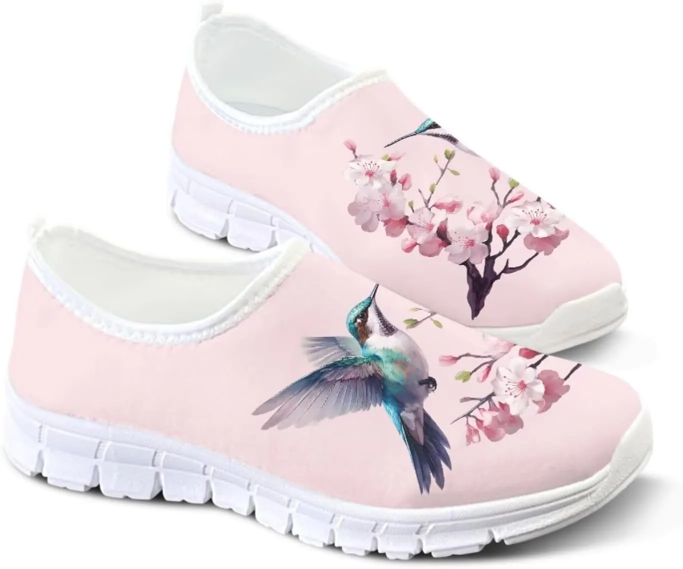Women Hummingbird Running Shoes Breathable Mesh Non Slip Walking Sneakers Business Slip On Work Flats