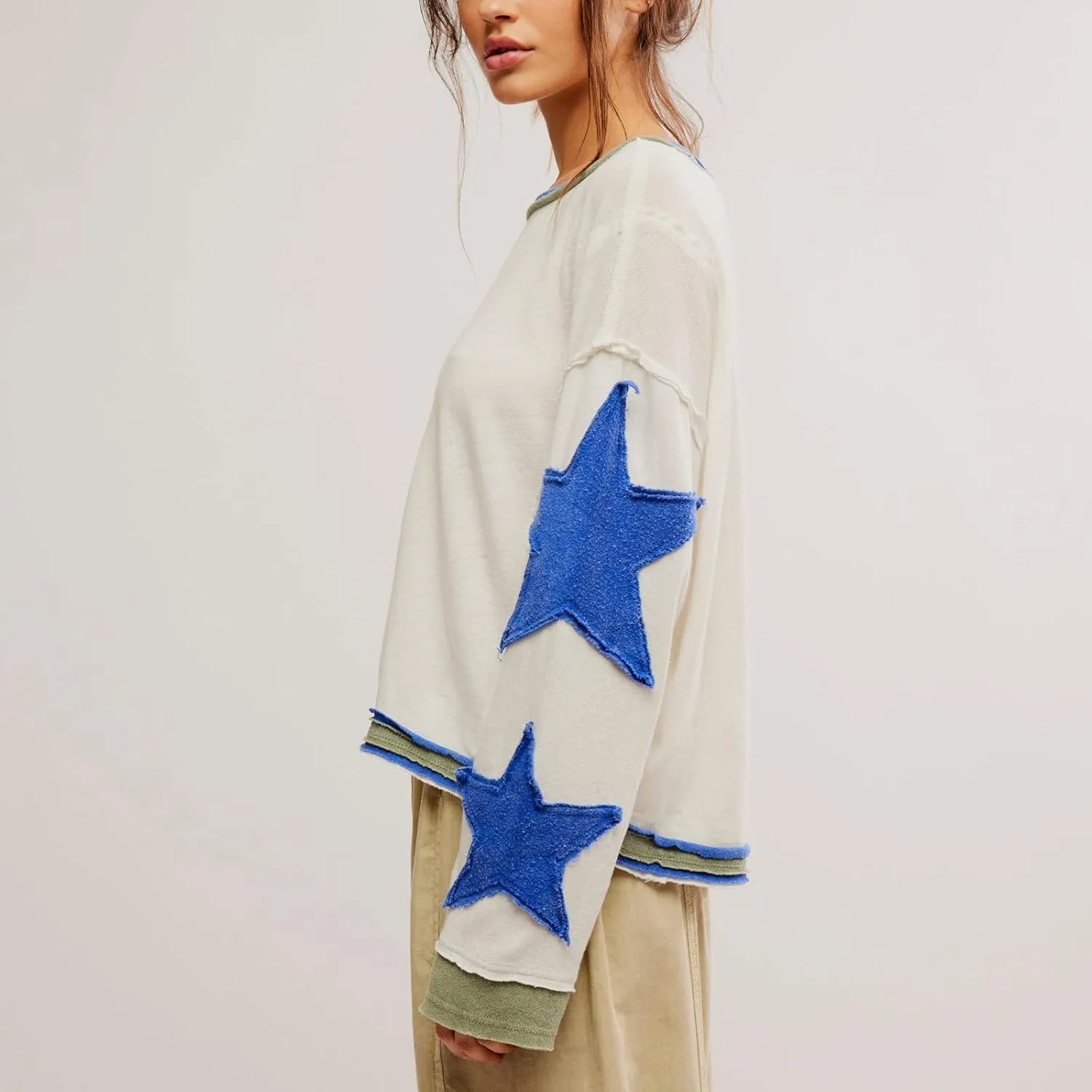 Women Oversized Graphic Sweatshirt Y2k Long Sleeve Vintage Crewneck Shirt Top Drop Shoulder Sweater Pullover