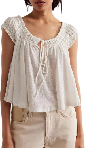 Women Ruffle Tie Front Babydoll Tops Summer Flowy Short Sleeve Peplum Top Boho Y2k Loose Fit Going Out Peasant Blouse