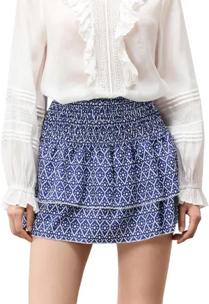 Women Y2k Ruffle Fairy Mini Skirt Floral Striped Elastic High Waist Short Skirt Boho Layered Pleated Skirt