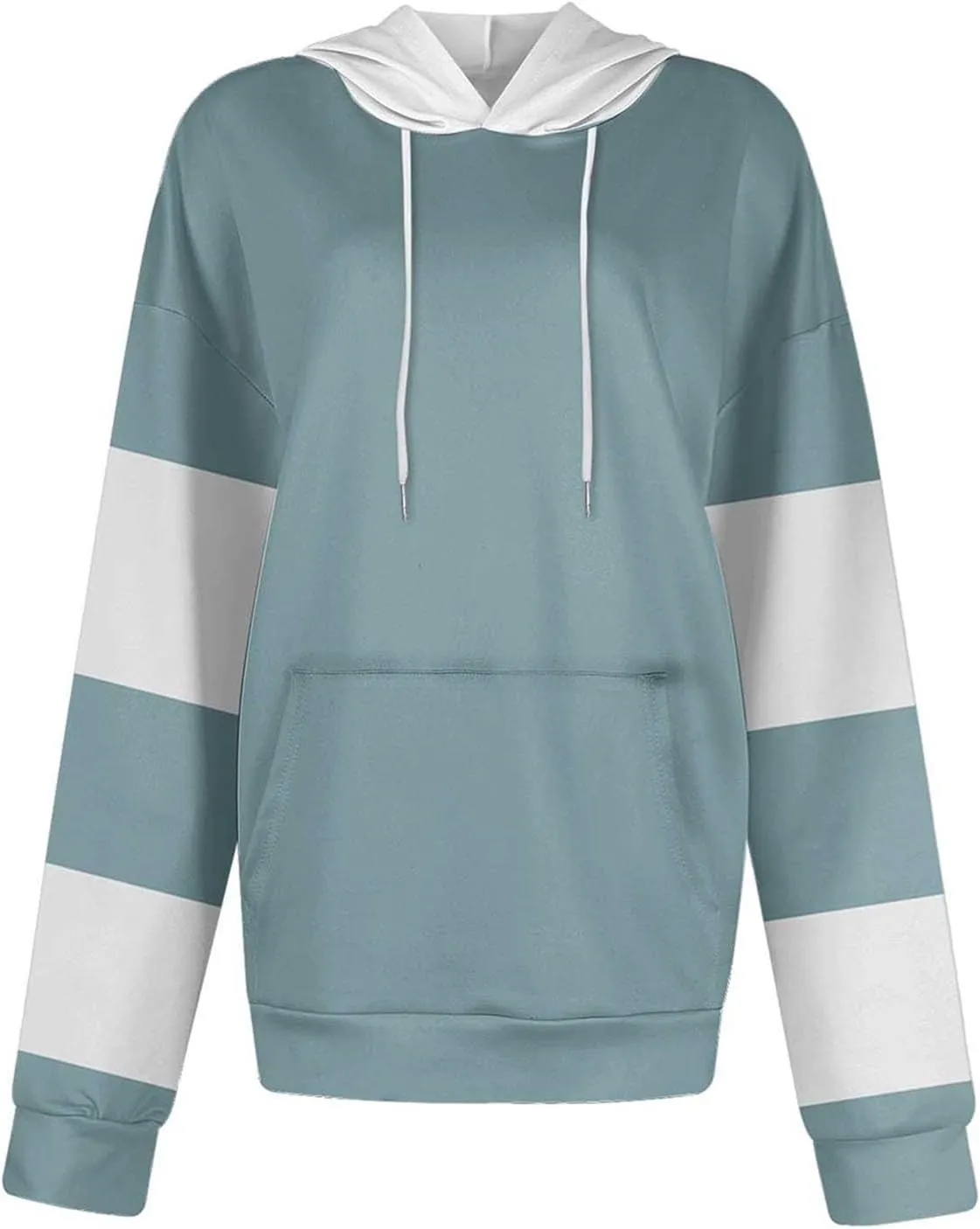 Womens 2024 Hooded Color Block Drawstring Hoodies Pullover Sweatshirts Casual Long Sleeve Tops Shirts Fall Winter
