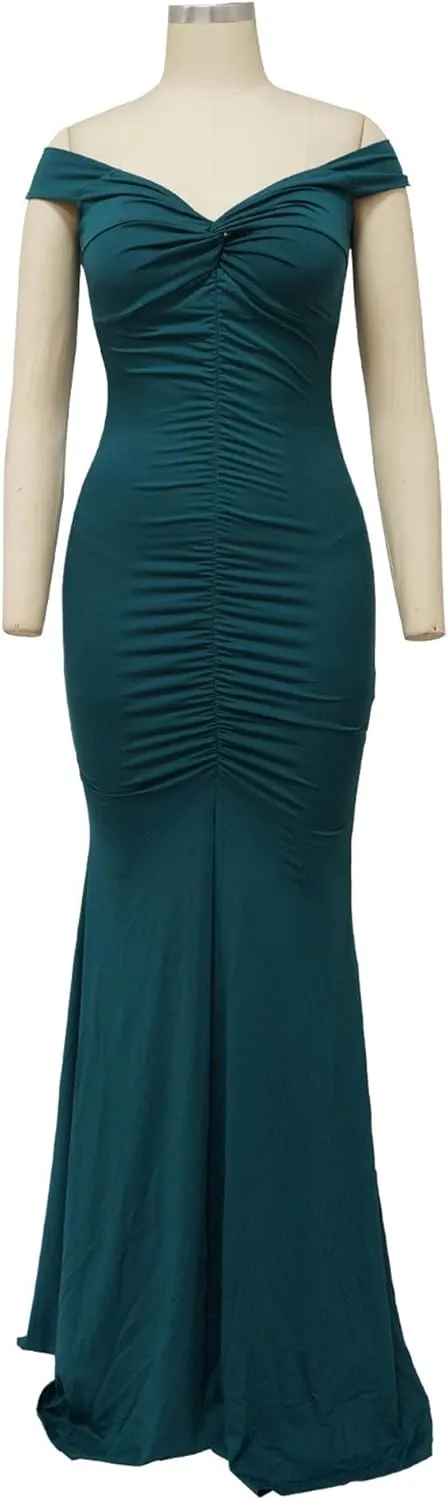 Women's Bodycon Ruched Elegant Formal Dress V Neck Sexy Slim Fit Prom Dress Split Hem Stylish Cocktail Dresses
