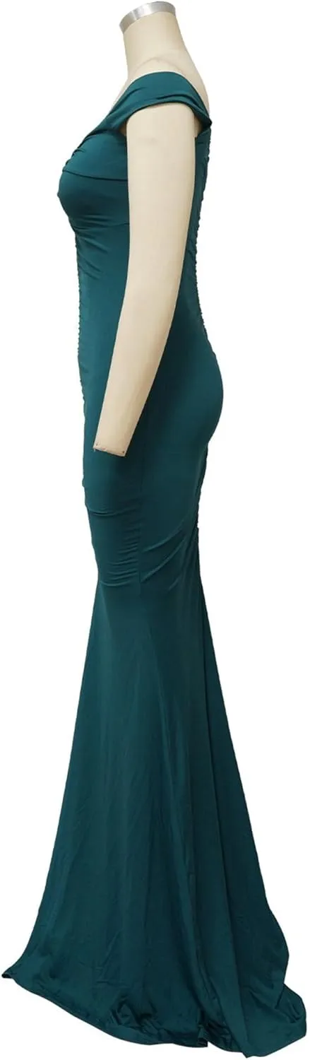 Women's Bodycon Ruched Elegant Formal Dress V Neck Sexy Slim Fit Prom Dress Split Hem Stylish Cocktail Dresses