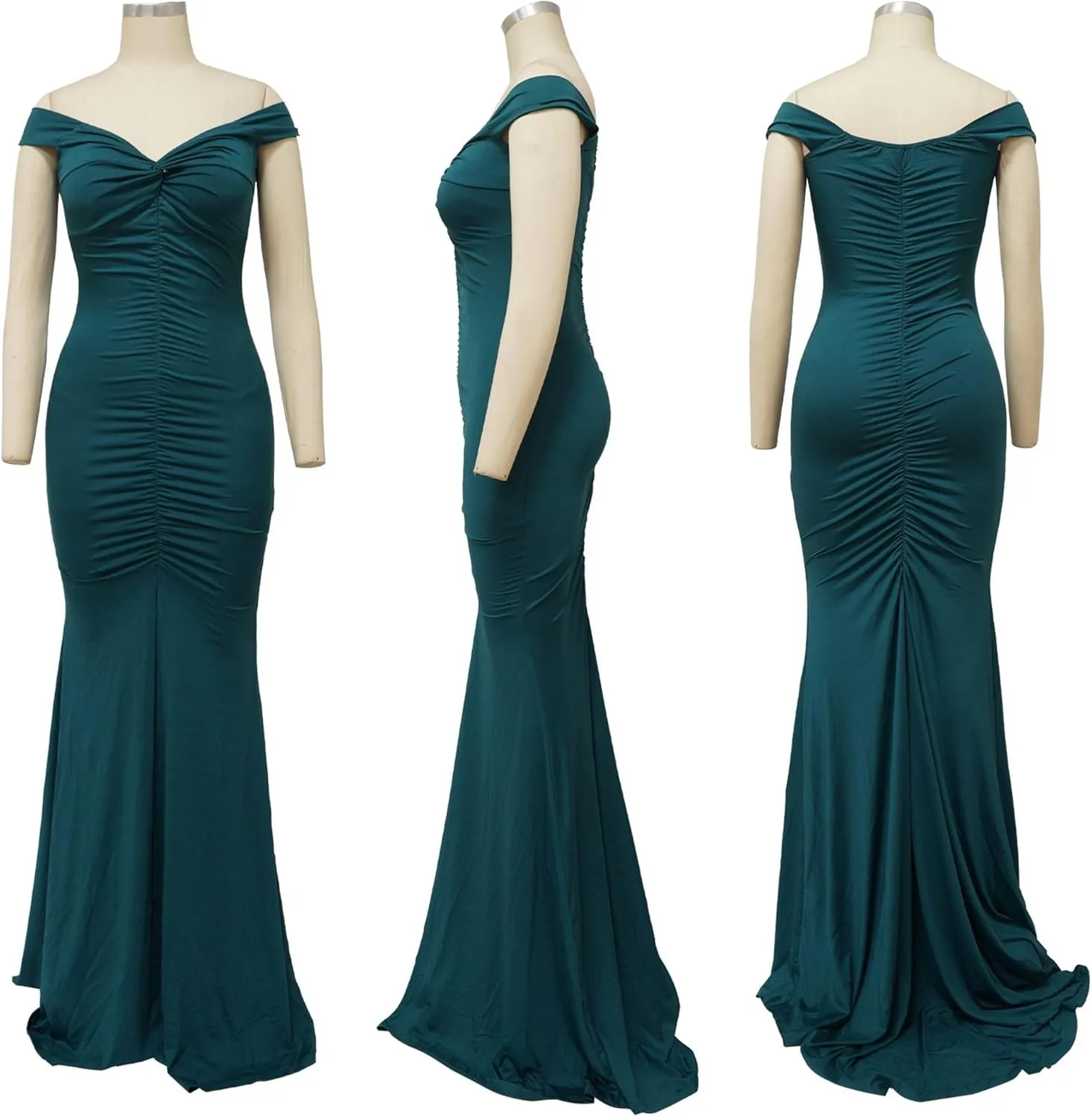 Women's Bodycon Ruched Elegant Formal Dress V Neck Sexy Slim Fit Prom Dress Split Hem Stylish Cocktail Dresses