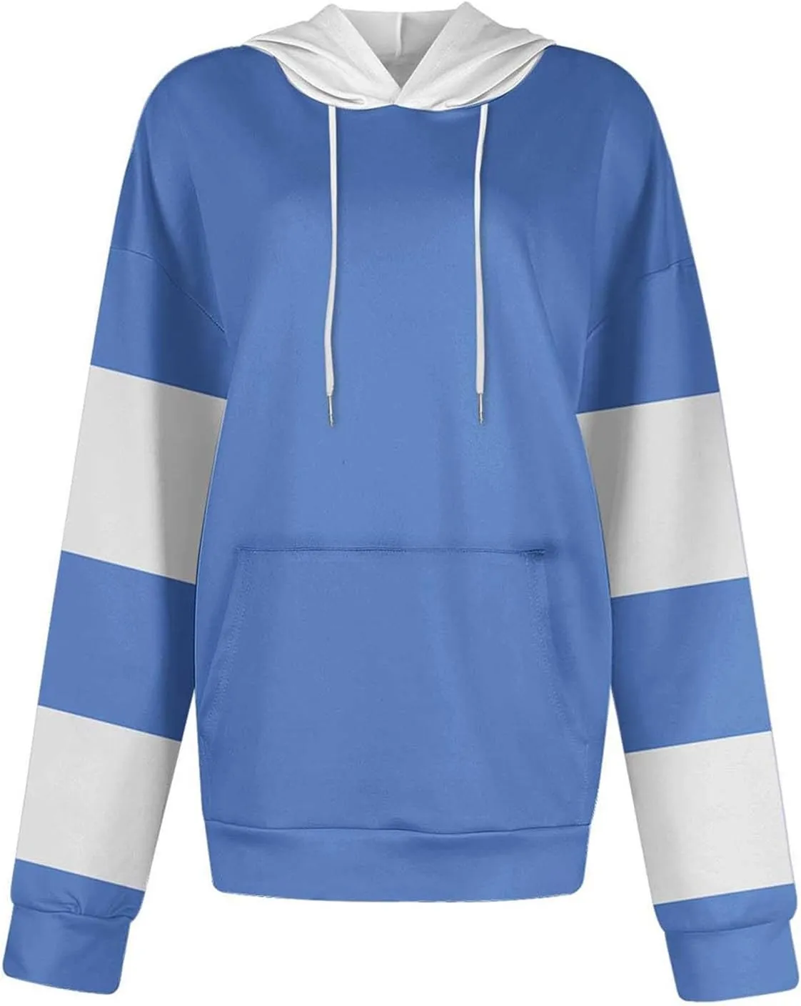 Women's Color Block Hoodie Sweatshirt Casual Long Sleeve Drawstring Jacket Sweater with Pockets Loose Fit Fall Coat