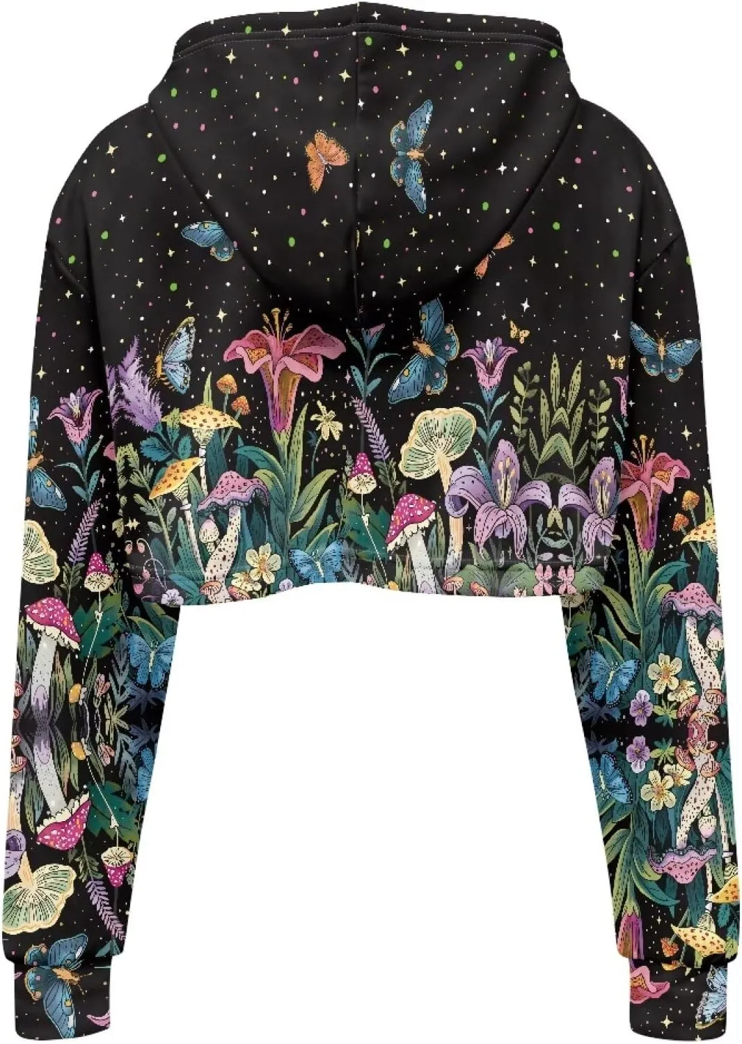 Women'S Crop Hoodie Long Sleeve Mushroom Hoodie Sweatshirt