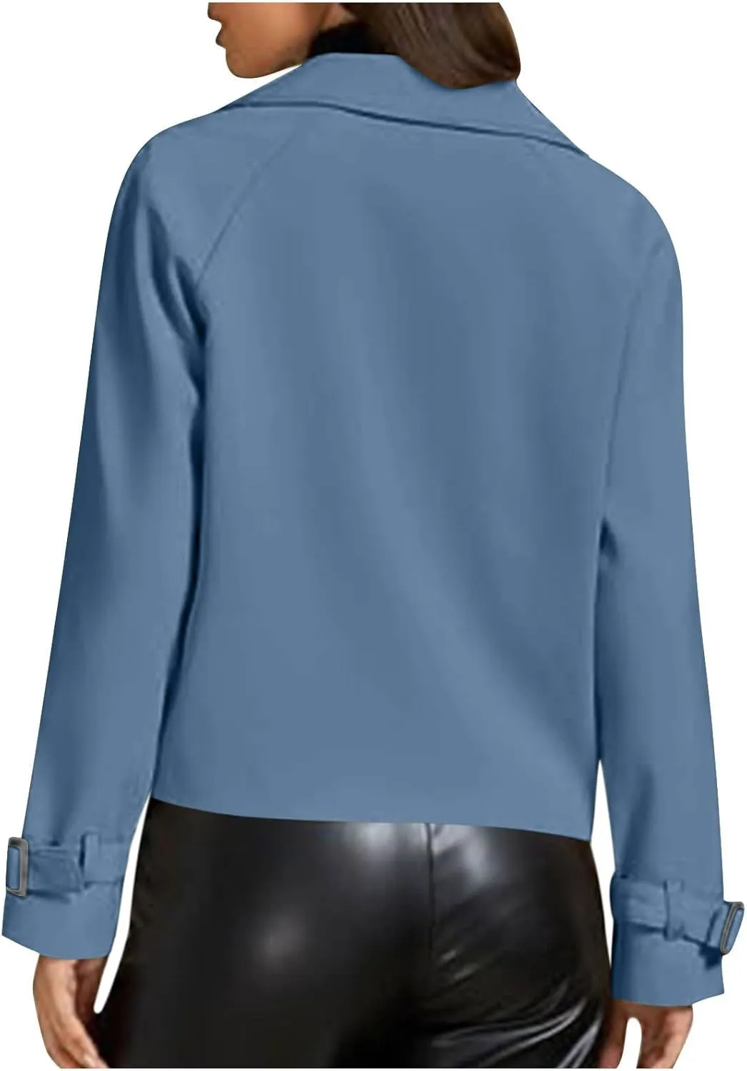 Womens Cropped Trench Coats Casual Double Breasted Short Jackets Fall Winter Fashion Outerwear with Pockets 2024