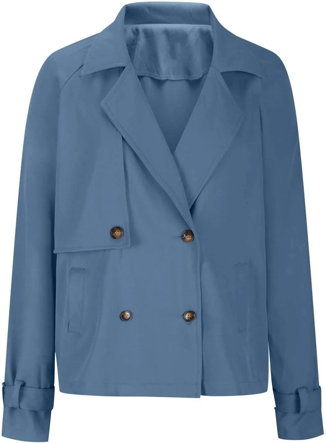 Womens Cropped Trench Coats Casual Double Breasted Short Jackets Fall Winter Fashion Outerwear with Pockets 2024