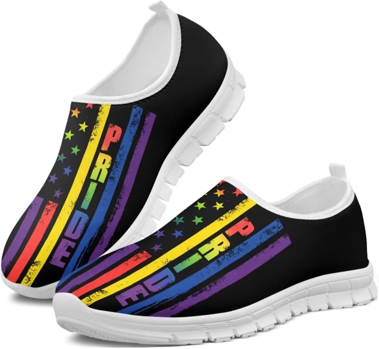 Women's Fashion American Flag Sneakers Lightweight Slip On Walking Comfortable Casual Athletic Travel Shoes