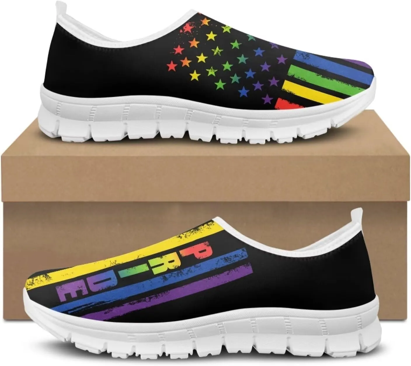 Women's Fashion American Flag Sneakers Lightweight Slip On Walking Comfortable Casual Athletic Travel Shoes