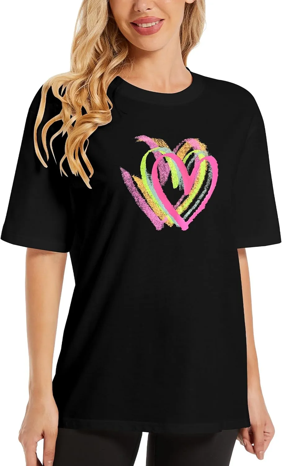 Women's Heart Graphic Tees 2025 Summer Tops Cute Cotton Casual Short Sleeve Crewneck T Shirts