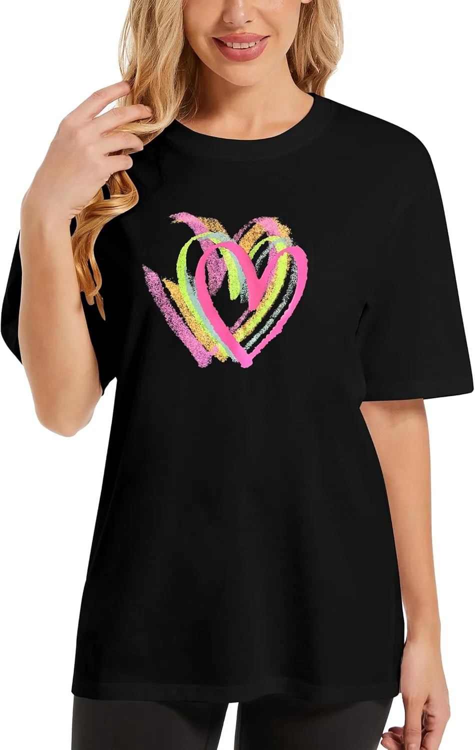 Women's Heart Graphic Tees 2025 Summer Tops Cute Cotton Casual Short Sleeve Crewneck T Shirts