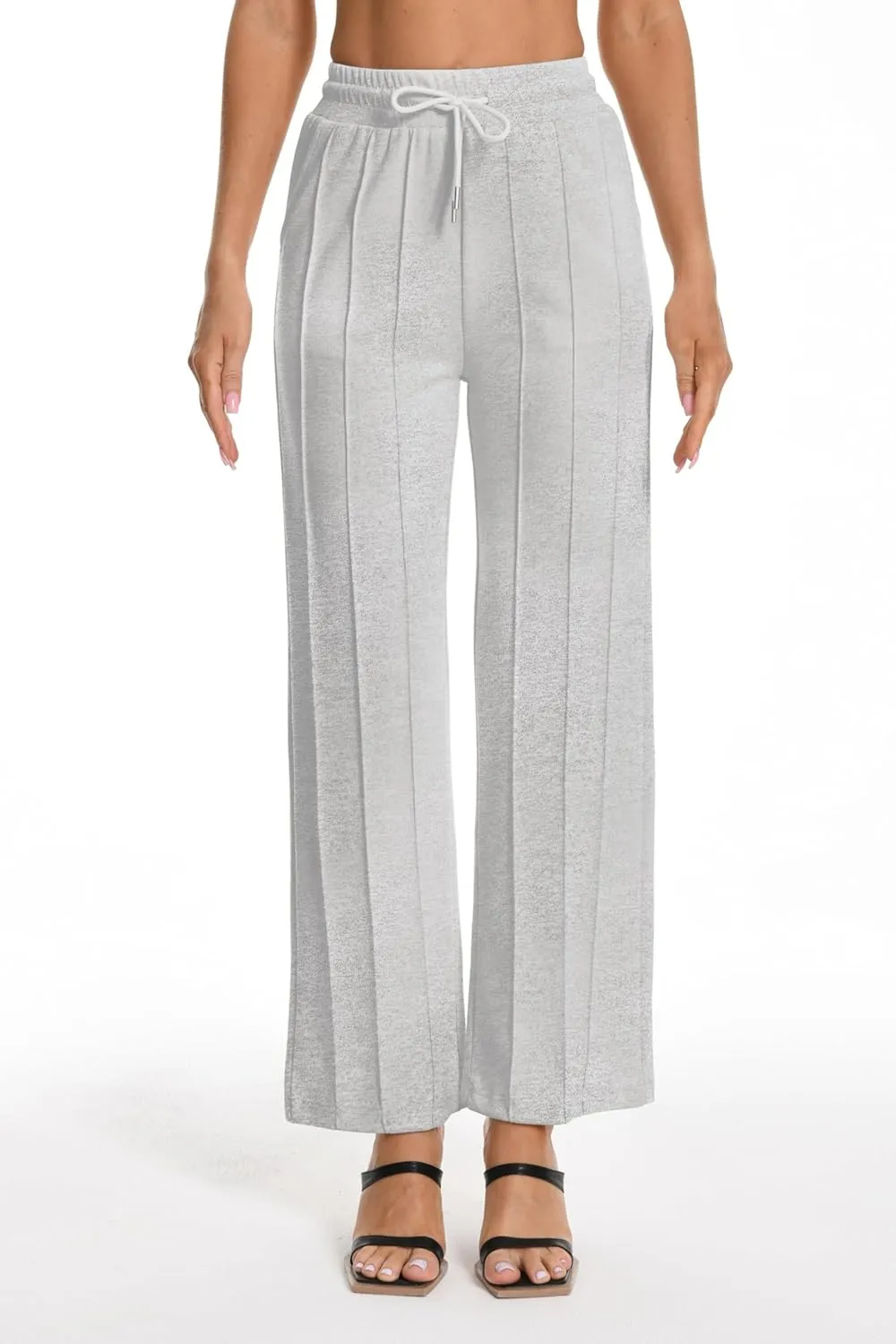 Women's High Waist Sweatpants Loose Fit Wide Leg Lounge Pants with Pleated Comfortable Straight Leg Yoga Trousers