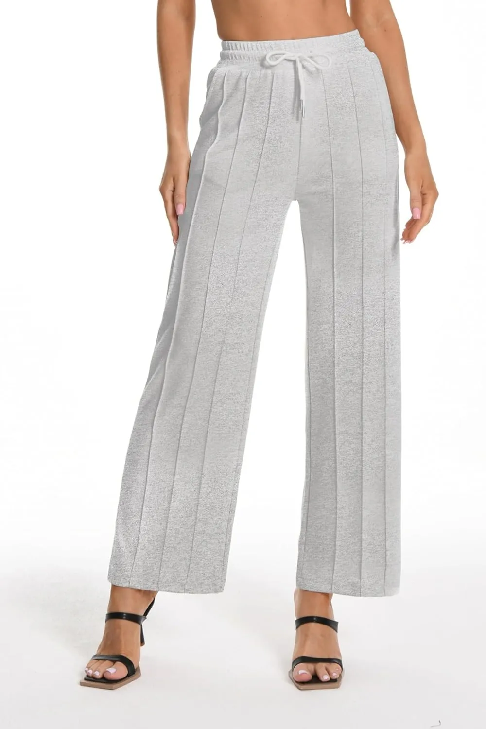 Women's High Waist Sweatpants Loose Fit Wide Leg Lounge Pants with Pleated Comfortable Straight Leg Yoga Trousers