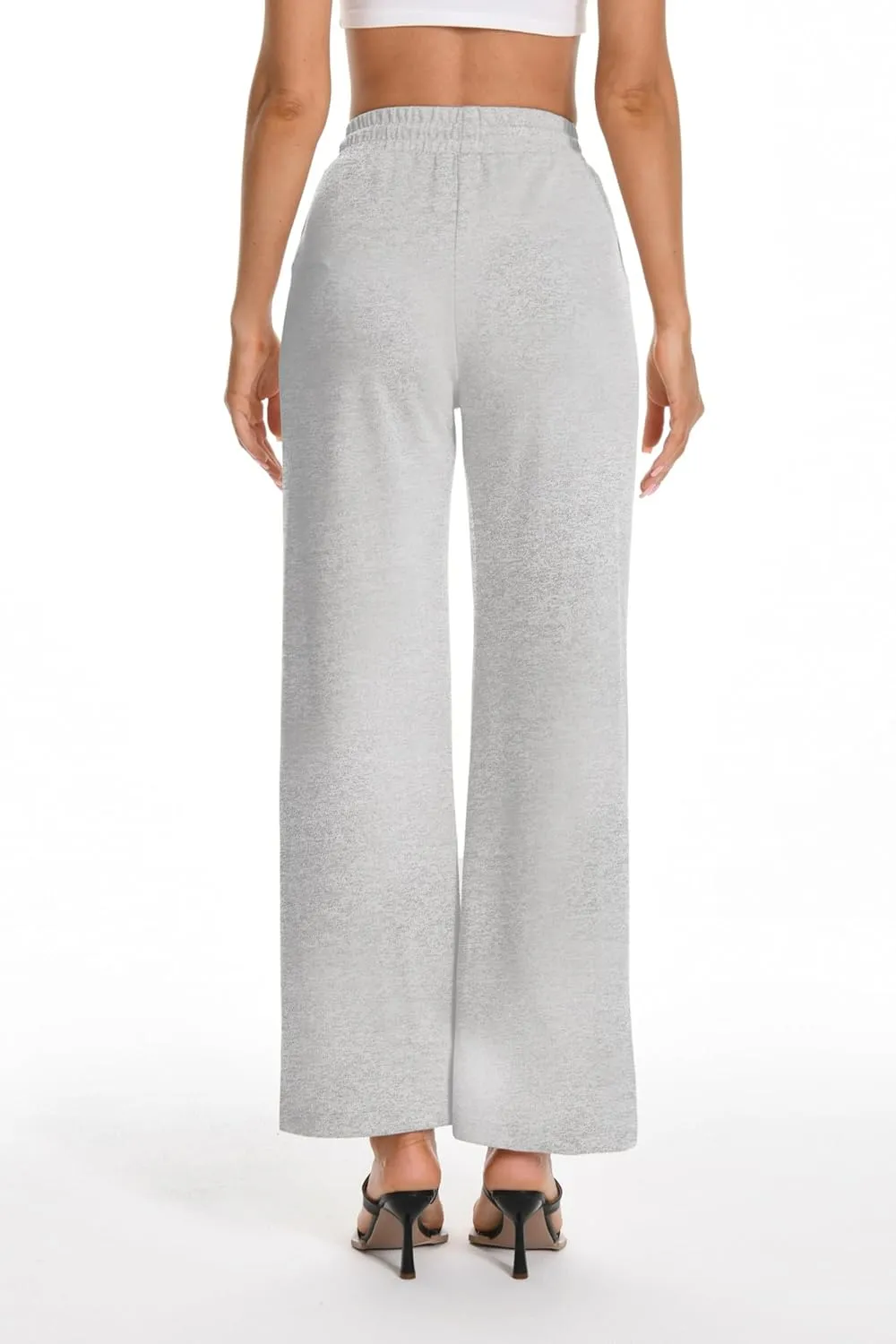 Women's High Waist Sweatpants Loose Fit Wide Leg Lounge Pants with Pleated Comfortable Straight Leg Yoga Trousers