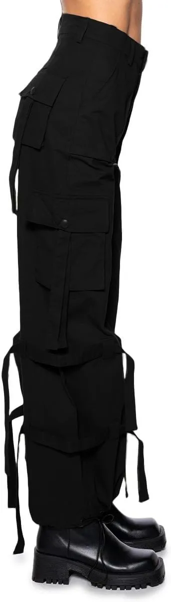 Women's High Waisted Cargo Pants Straight Wide Leg Pants Casual Pants 6 Pockets Combat Military Trousers