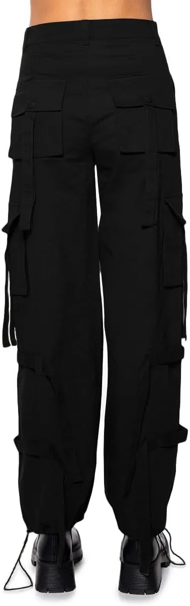 Women's High Waisted Cargo Pants Straight Wide Leg Pants Casual Pants 6 Pockets Combat Military Trousers