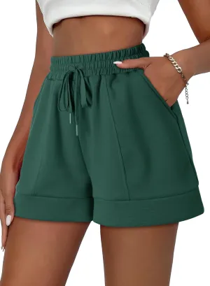 Women's High Waisted Sweat Shorts Casual Summer Comfy Athletic Short Drawstring Waist Lounge Running Shorts with Pockets