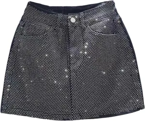 Women's High Waisted Trendy Rivet Denim Skirt Spring Summer All Match A Line Mini Jean Skirts