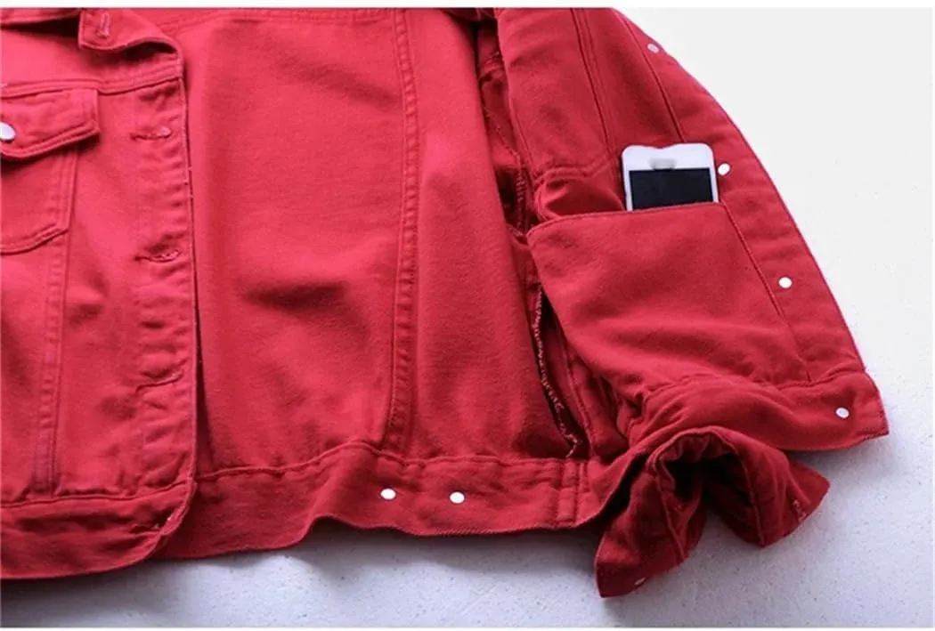 Women's Jean Denim Jacket Pockets Short Light Cropped Mini Lightweight Ladies Denim Jacket