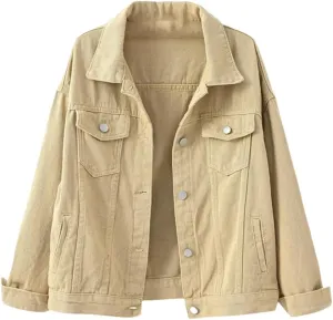 Women's Jean Denim Jacket Pockets Short Light Cropped Mini Lightweight Ladies Denim Jacket