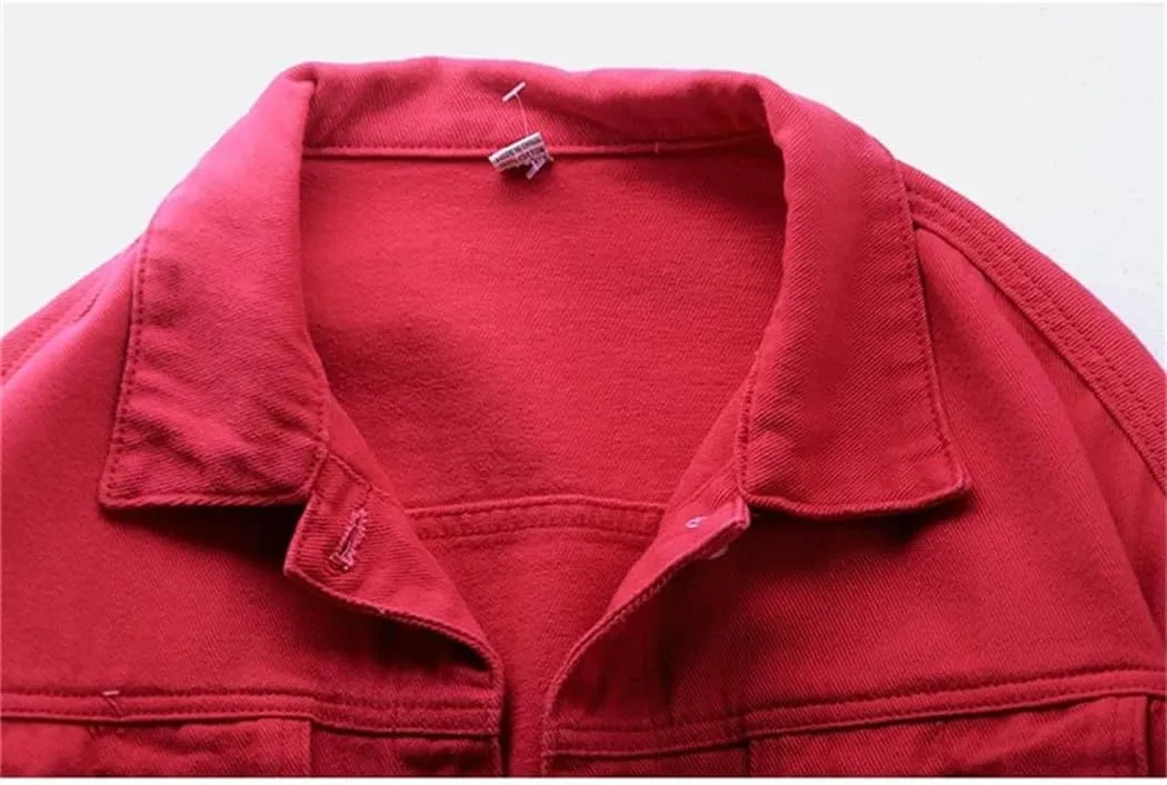 Women's Jean Denim Jacket Pockets Short Light Cropped Mini Lightweight Ladies Denim Jacket