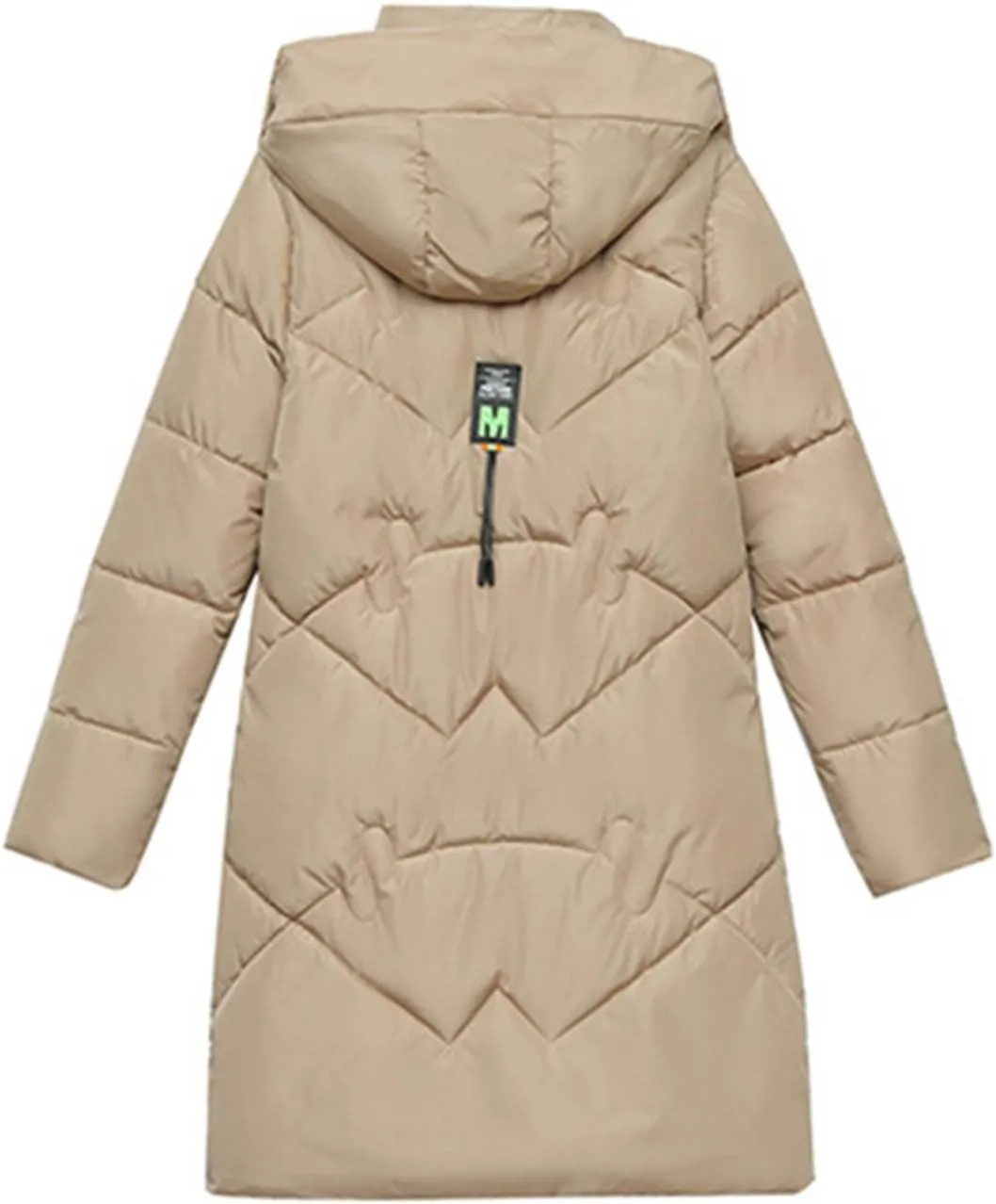 Women's Long Puffer Jacket Casual Zip Up Quilted Hooded Thickened Warm Winter Padded Down Coat Loose Outerwear