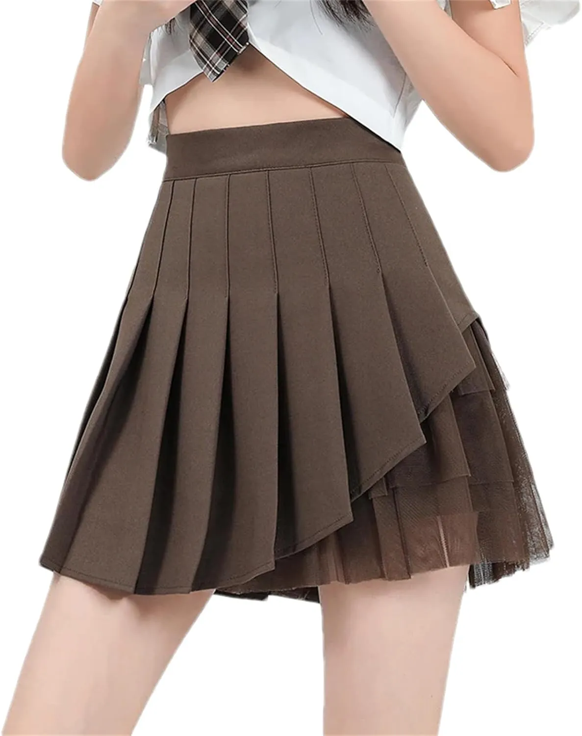 Women's Mini Pleated Mesh Skirt Shorts for Summer Holiday Fashion Outfits High Waisted Pleated Skirt