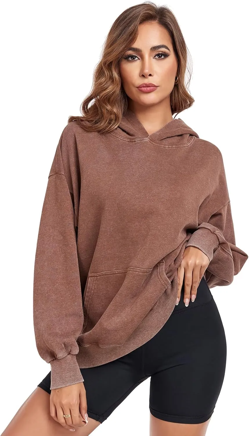 Women's Oversized Hoodies Sweatshirts Vintage Acid Wash Cotton Baggy Spring Fall Outfits Pullover Tops