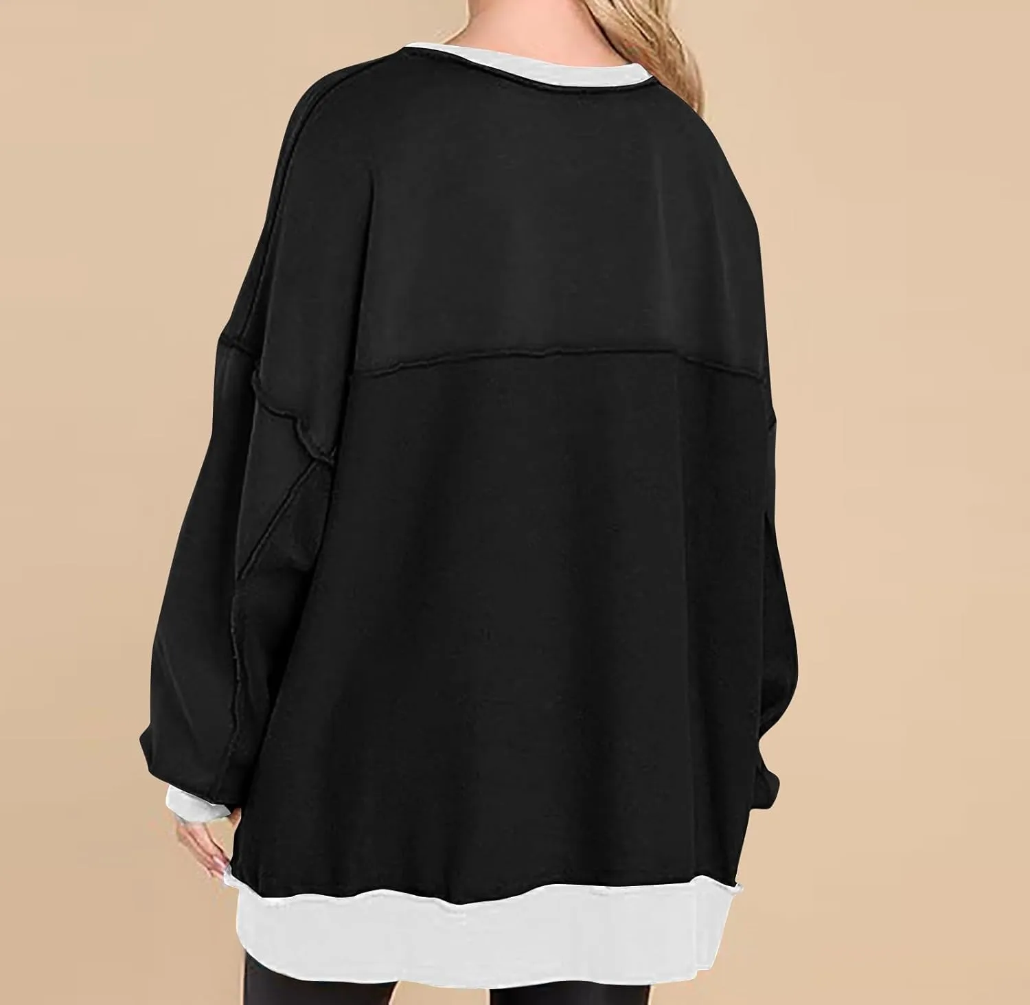 Womens Oversized Sweatshirts Long Sleeve Henley Neck Button Down Pullover Hoodies 2024 High Low Trendy Fall Clothes