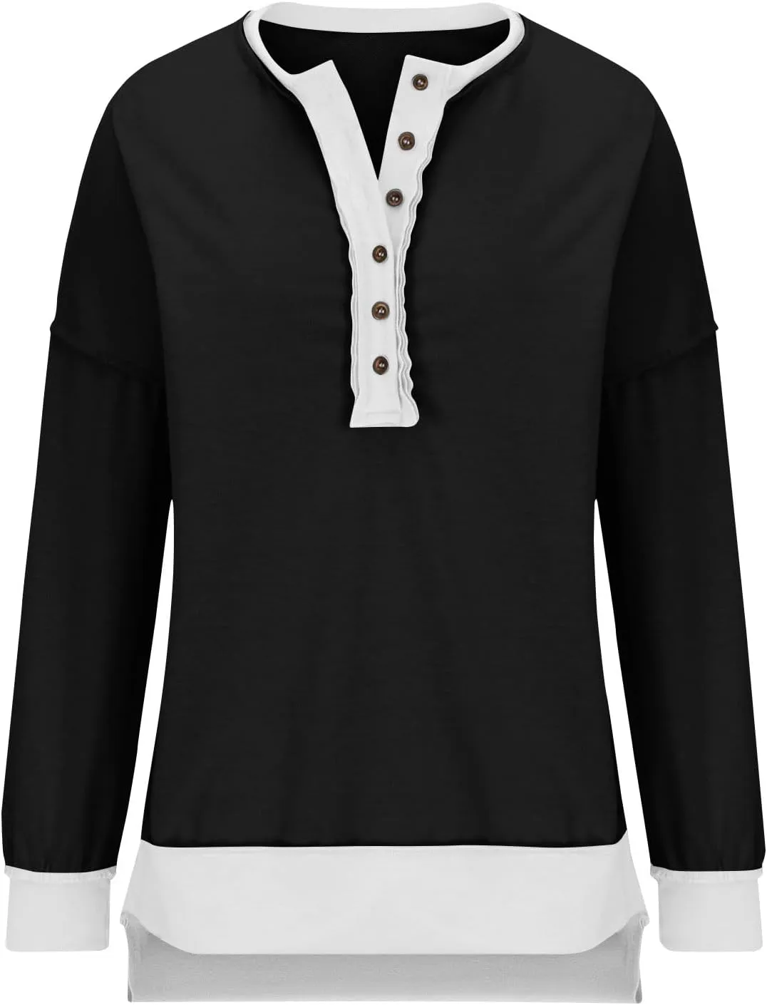 Womens Oversized Sweatshirts Long Sleeve Henley Neck Button Down Pullover Hoodies 2024 High Low Trendy Fall Clothes