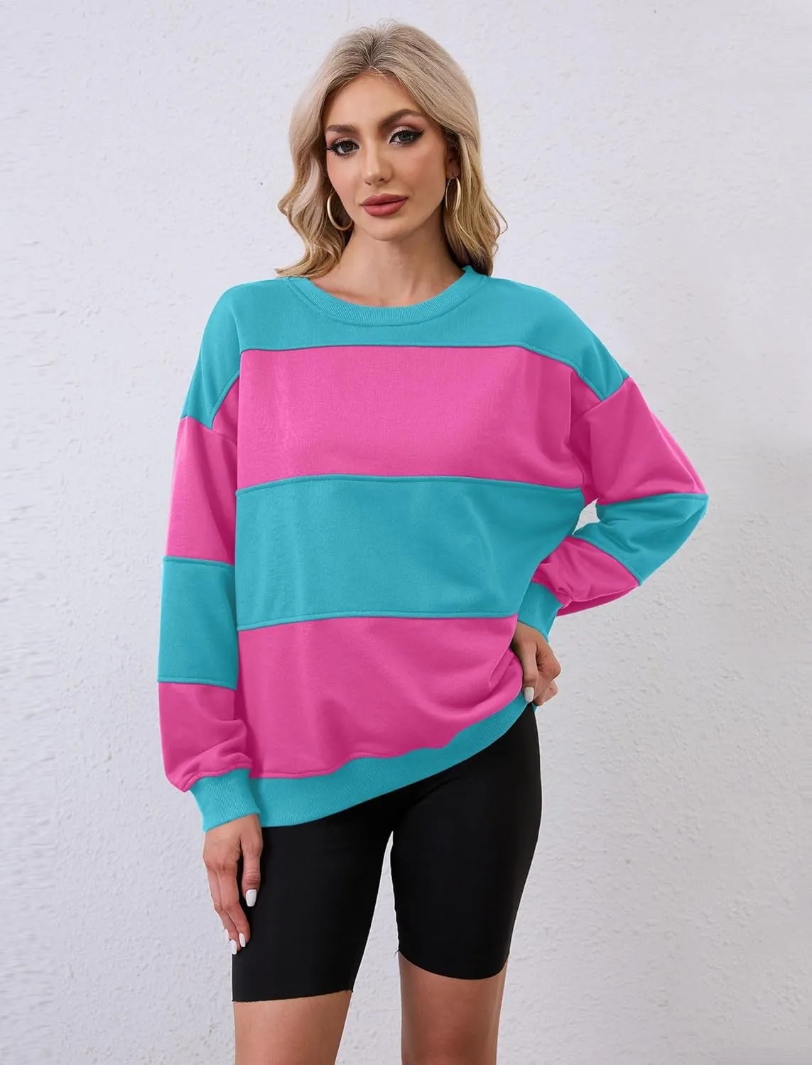 Womens Oversized Sweatshirts Long Sleeve Loose Fit Solid Color Pullover Tops Casual Comfy Fall Fashion Clothes 2024