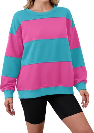 Womens Oversized Sweatshirts Long Sleeve Loose Fit Solid Color Pullover Tops Casual Comfy Fall Fashion Clothes 2024