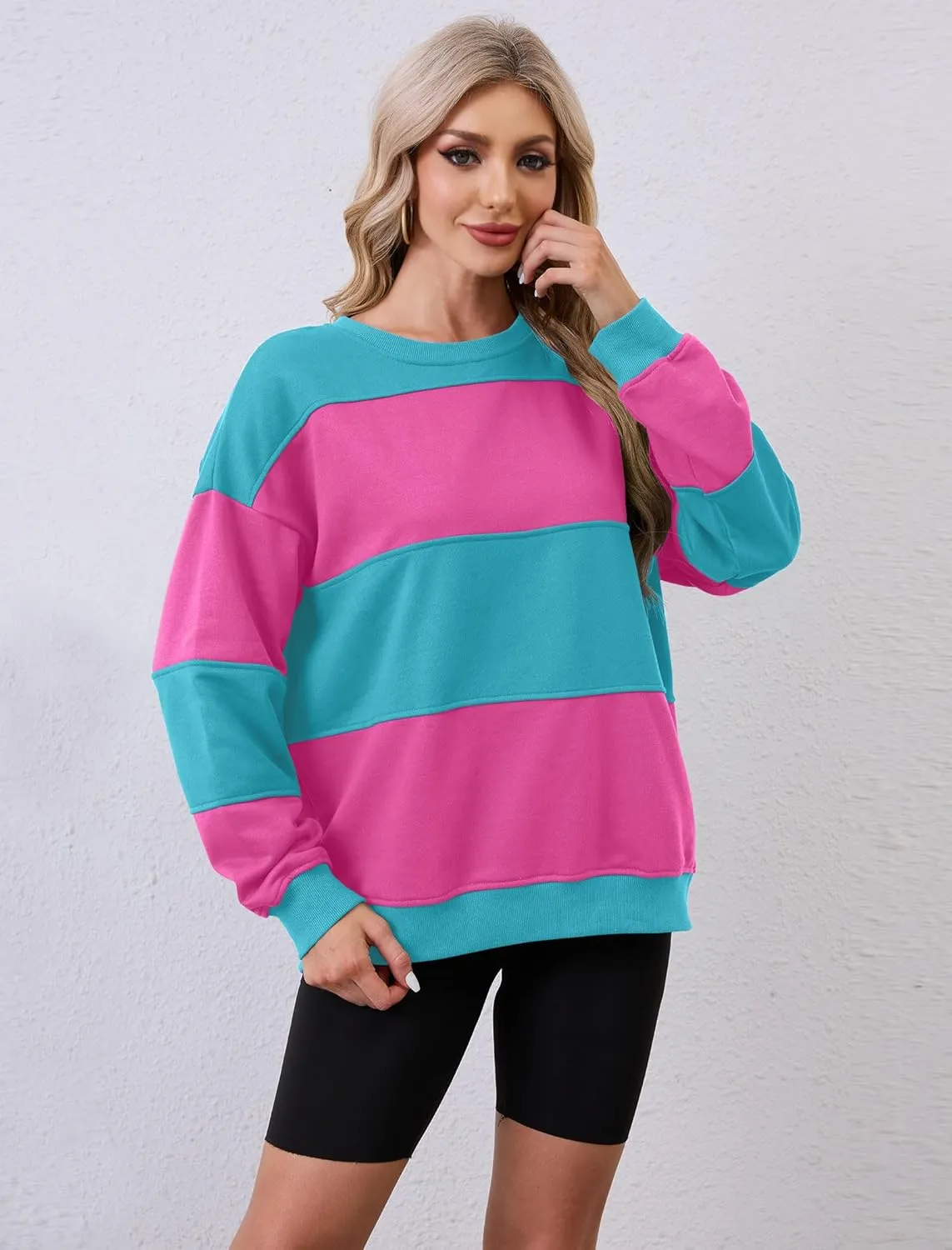 Womens Oversized Sweatshirts Long Sleeve Loose Fit Solid Color Pullover Tops Casual Comfy Fall Fashion Clothes 2024