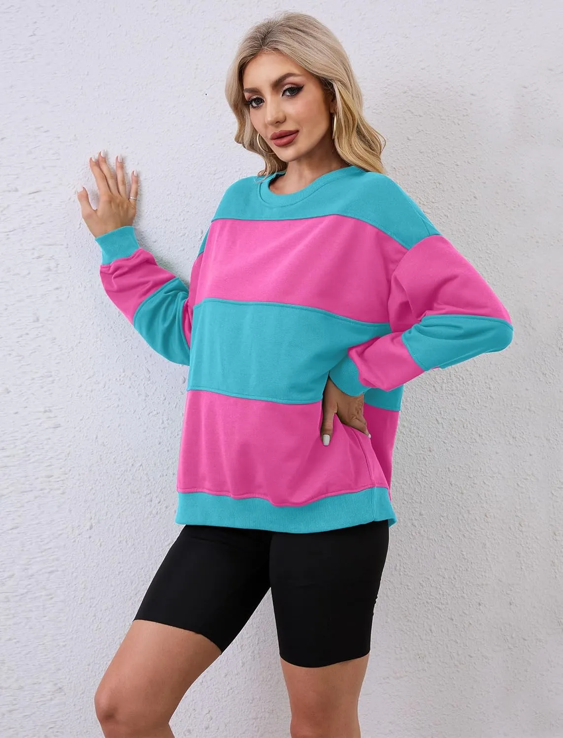 Womens Oversized Sweatshirts Long Sleeve Loose Fit Solid Color Pullover Tops Casual Comfy Fall Fashion Clothes 2024