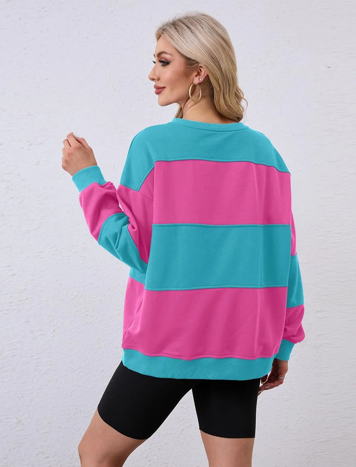 Womens Oversized Sweatshirts Long Sleeve Loose Fit Solid Color Pullover Tops Casual Comfy Fall Fashion Clothes 2024