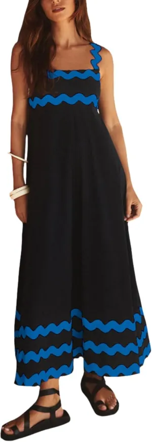 Women's Retro Plaid Maxi Dress 2025 Thick Shoulder Straps Back Cutout Smocked Flounce Hem Summer Beach Long Dress