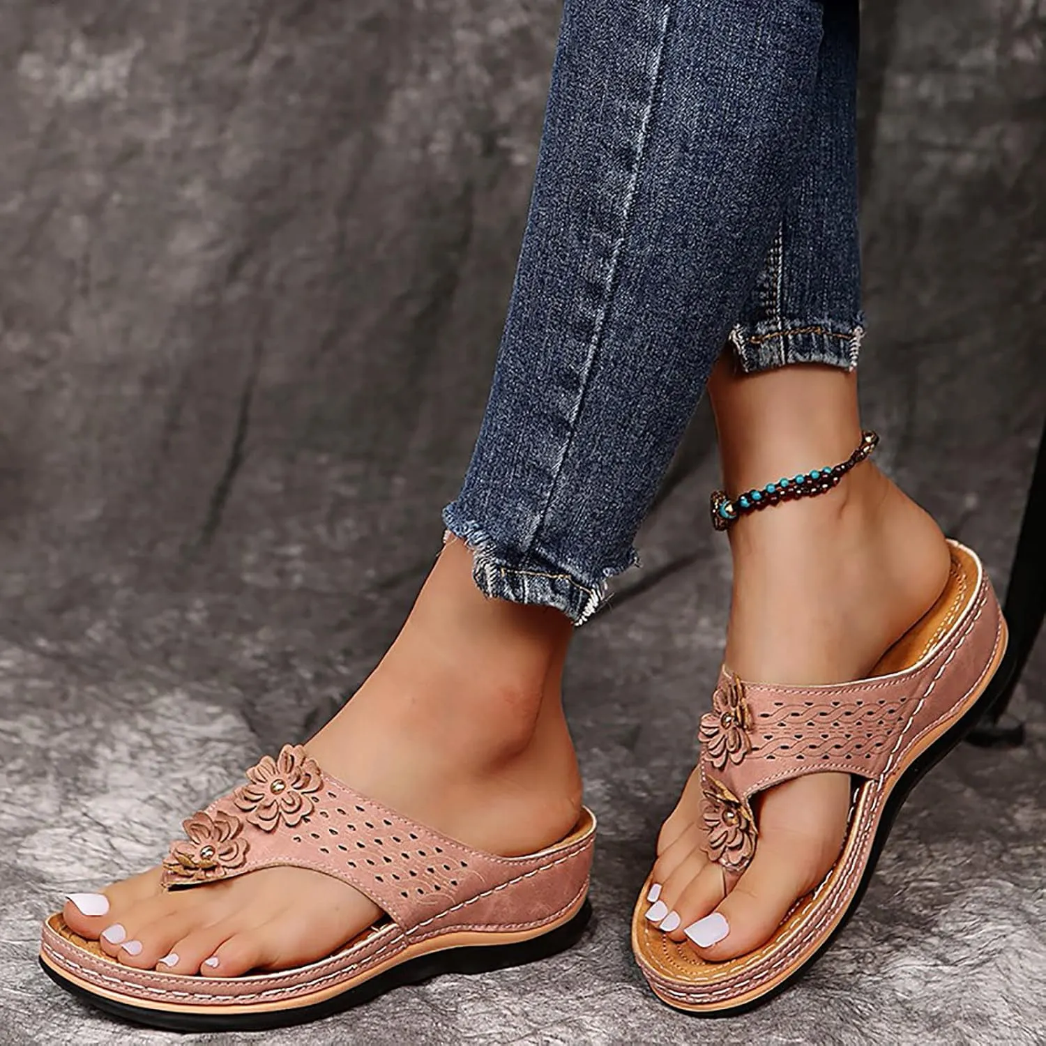 Womens Sandals Dressy, Sandals With Arch Support Soft Orthotic Sandals Plantar Fasciitis Orthotic Flip Flop