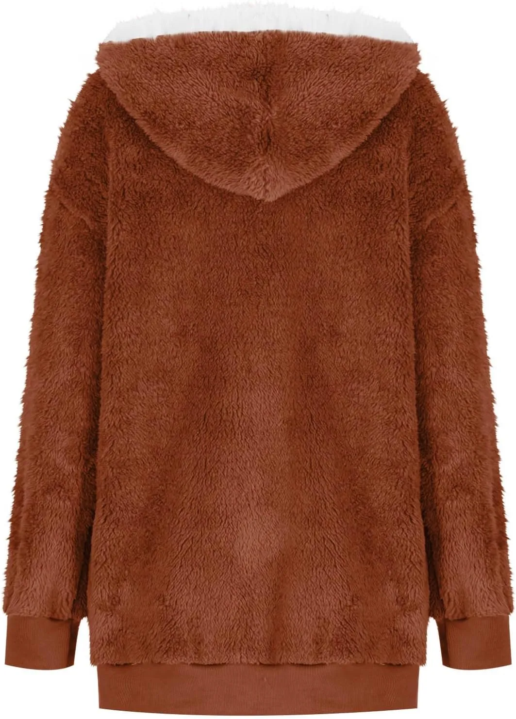 Womens Sherpa Jacket Oversized Fleece Jacket Teddy Bear Coat with Pockets Casual Open Front Hooded Fuzzy Cardigan