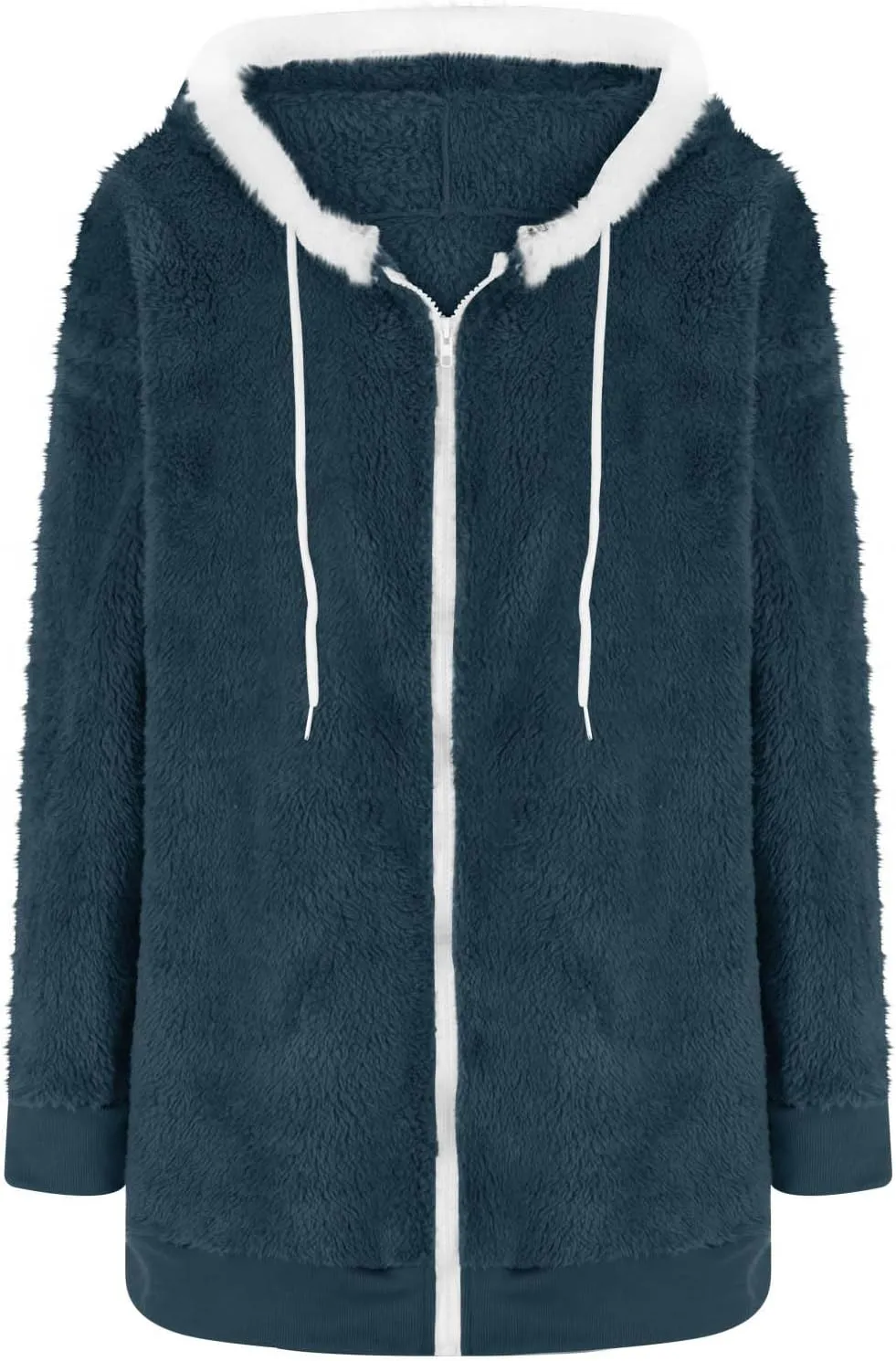 Womens Sherpa Jacket Oversized Fleece Jacket Teddy Bear Coat with Pockets Casual Open Front Hooded Fuzzy Cardigan