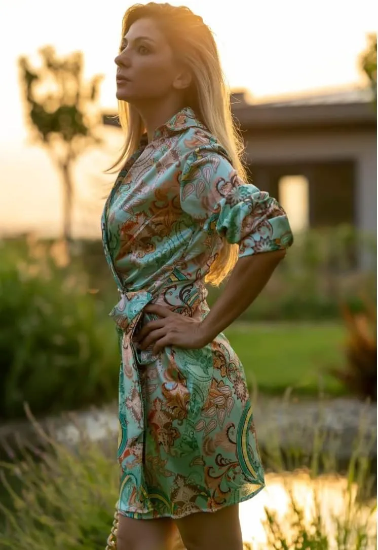 Women's Summer Dresses Floral Print Long Sleeve V Neck Elegant Chic Vibrant Ruched Dress
