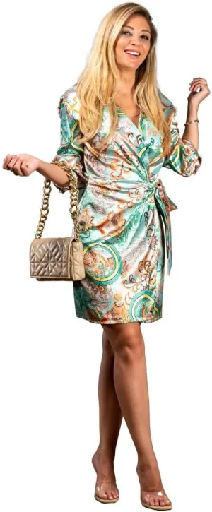 Women's Summer Dresses Floral Print Long Sleeve V Neck Elegant Chic Vibrant Ruched Dress