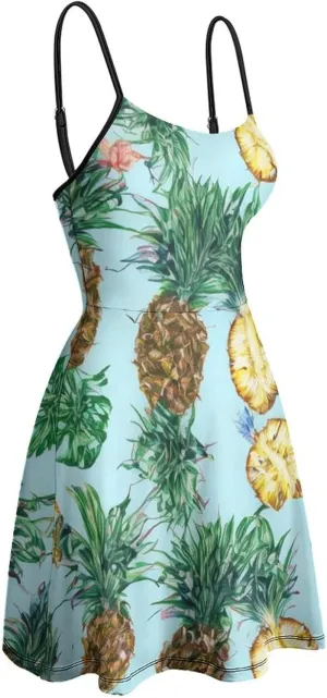Women's U-Neck Sleeveless Midi Tank Dress for Party Holiday Beach