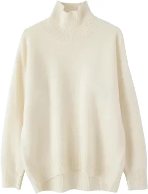 Women's Wool Sweater Turtleneck Loose Casual Soft Oversized Pullover